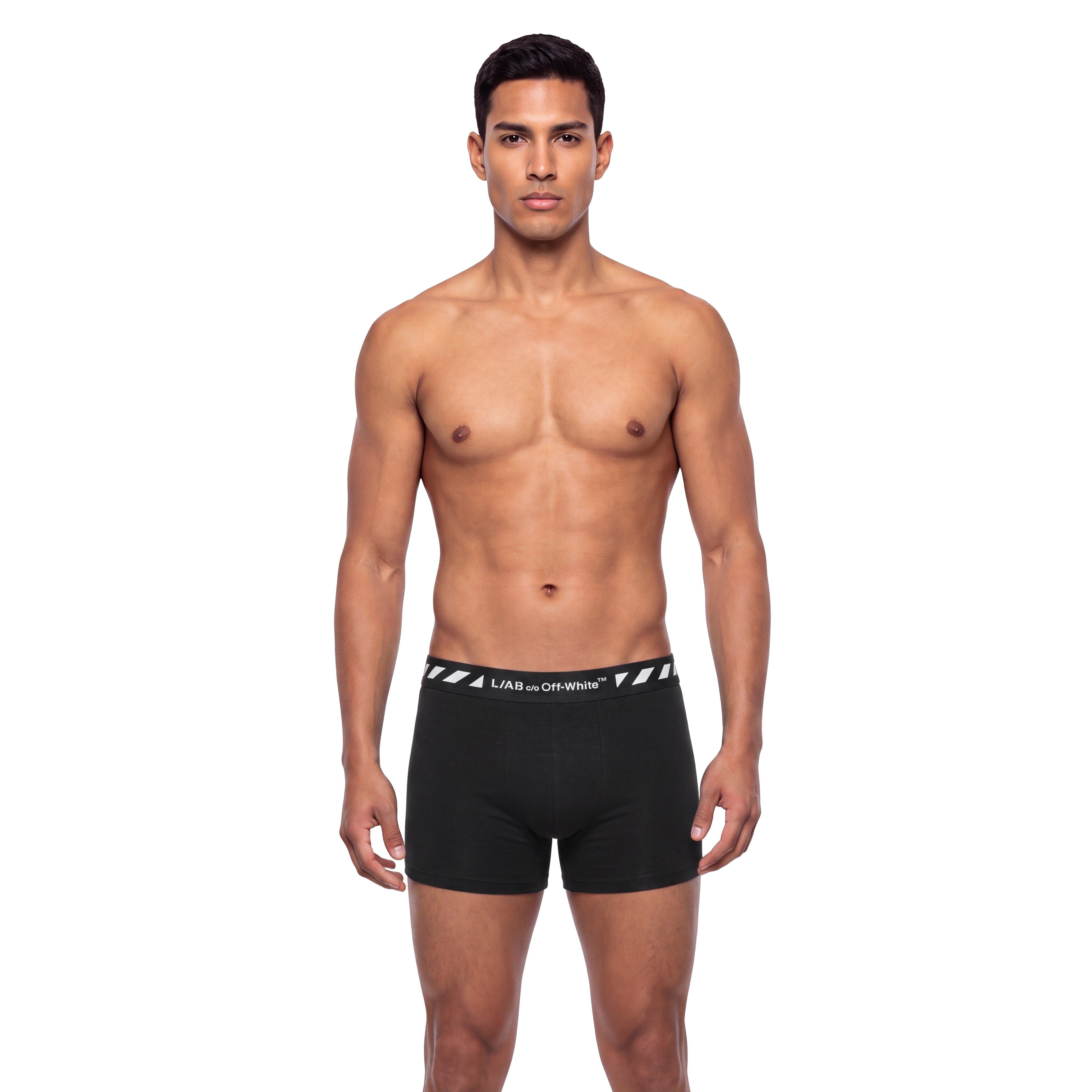 L/AB c/o Off-White Men's Diagonal 3" Trunk (3 Pack) - Black - BLACK
